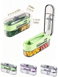 New Portable Pill Cutter & Pill Box 3-In-1 Multifunctional Mini Pill Splitter, Convenient Pill Storage Box, Easy-To-Use Design, Plastic Material, Simple To Operate, Suitable For Daily Medication And Travel, Ideal For Office Workers, Students, Travelers, Seniors, Household Essential, Perfect Choice For Birthday Gift, Back To School Gift, Holiday Gift, Teacher's Day Gift, Mother's Day Gift And Easter Gift - Multicolor - View 10