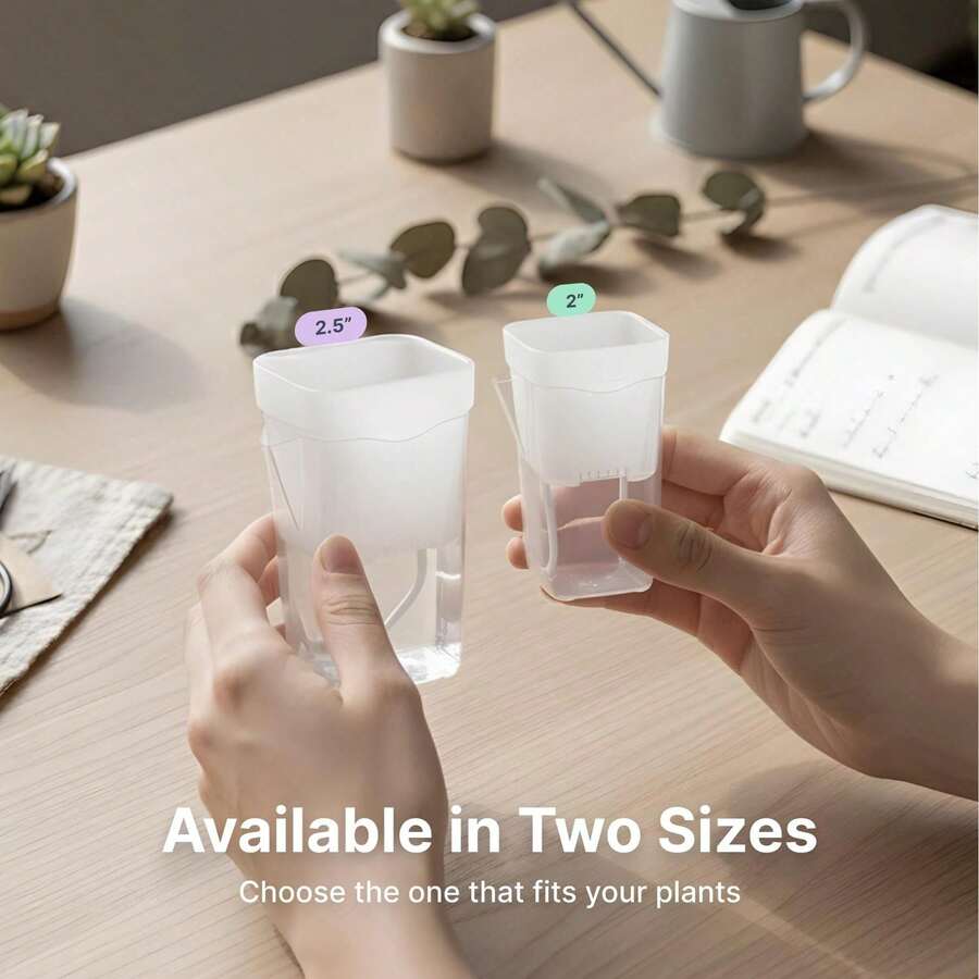 室內植物自動澆水盆組，迷你透明塑膠花盆附水位指示器與排水孔，適用於植物繁殖、多肉植物與非洲堇蘭 - A - 查看 1