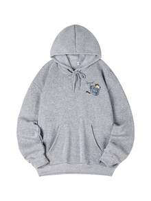Women's New Autumn/Winter Minimalist Pullover Sweatshirt, Decorated With Cute Cat Pattern Print In Pockets, Casual Fashion Versatile Fall - Grey - View 8