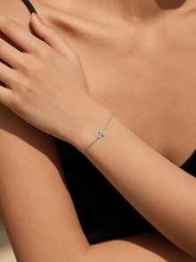 MODIAN Moissanite Bracelets 925 Sterling Silver Minimalist Double Cross Sparkling Link Chain Bracelet For Women Fine Jewelry - Silver - View 2