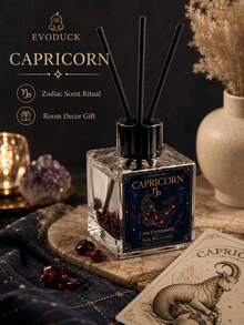 EVODUCK 1pc Long Lasting Flameless Capricorn Zodiac Crystal Reed Diffuser 50ml, Smoky Oud Fragrance Oil With Deep Red Crystal & 4 Fiber Reed Sticks, Smokeless Scented Diffuser For Office Study Desk, Earth Sign Birthday & New Year Gift, Home Fragrance Decor - Mixed Fragrance - View 11