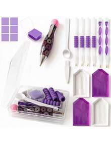 Diamond Painting Pen Set With Storage Box, 5D Craft Tool Kit, Suitable For Beginners And Adults, Includes Pointed Diamond Pen, Wax Pad And Finishing Tray, Perfect For Home Decor - A - View 11