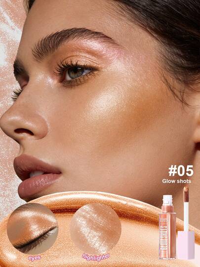 USHAS Liquid Highlighter, Shimmering Glow, Multi-Use Eyeshadow And Face Highlighter, Waterproof Long-Lasting, Sparkling Liquid Highlighter, Diamond Shine, Perfect For Daily, Party, Holiday Makeup