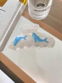 1件夏季海洋印花髮夾，透明幻彩貝殼海星鯨魚髮夾，女款 - 彩色 - 查看 8