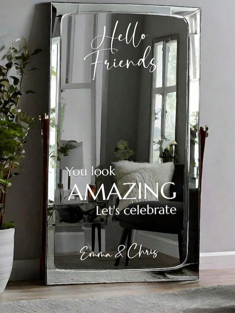 Pegatina de espejo personalizada para tabla de asientos de boda - Decoración de boda DIY Pegatina de boda - Pegatina de espejo para tabla de asientos Bienvenida a la boda Pegatina de espejo