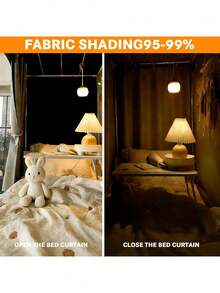 3 Pcs Blackout Bunk Bed Curtains 78.59" Thicken Dorm Room Privacy Dorm Room Loft Bed Curtains Bottom Canopy With Black Shading Coating Students Single Sleeper(-2Pcs Side+1 Pc Top Curtain) - Black-2pcs Side+1 Pc Top Curtain - View 7