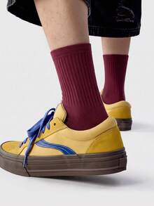 1/5/10 Pairs Bright Vertical Striped Mid-Calf Socks, Comfortable Soft Casual Sports Mid-Calf Socks, Suitable For Daily Wear, Striped Design, Suitable For Parties, Gifts And Other Occasions, Overall Style Is Simple Yet Designed With A Relaxed Feel - Multicolor - View 4