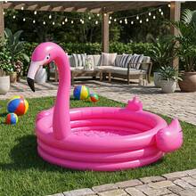 Magenta Flamingo Shaped Large Capacity Inflatable Swimming Pool, Thickened PVC Material, Dedicated For Summer Yard Water Play, Suitable For Outdoor Party, Wedding Scene Decoration, Home Inflatable Water Play Pool - Multiple Styles - View 4