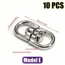 HSDOUBLE 360° Rotatable Silver Metal Swivel Hook Clasp Keyring Connectors, Durable Hardware Clips For Key Chains, Lanyards, Paracord, Handbag DIY Accessories - Model - View 15
