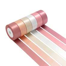 6 Rolls 25mm/10 Yards Full Color Holiday Party Decorative Satin Ribbon, Create Fresh Style + Rose Satin Shiny High Density Fabric, Suitable For Fresh Scene Decoration + Floral Arrangement + Handicraft + Gift Packaging Decoration - View 13