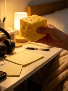 1pc Moldable Squishy Realistic Cheese Stress Toy, Slow Rising Squeeze & Shape Fidget, Soft Cheese Block Squishy, Creative Desk Anxiety Relief Decor, Fun Healing Squishy Gift - Multicolor - View 3