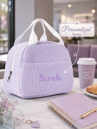 Personalized Insulated Lunch Bag With Name, Custom Lunch Tote Bag, Portable Food Storage Bag, Lunch Bag For Women