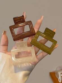 4pcs/1pc Women's 4.6cm/1.81in Gray White Green Brown Square Glossy Lightweight Plastic Hair Claw Clips Fashion Versatile Premium Elegant Minimalist Solid Color Hair Accessories Suitable For Daily Wear Outings Casual Parties Commuting Vacation Hair Styling Ponytail Hair Tie Hair Bun Face Washing Bathing Makeup Outfit Matching Hair Clips - Multicolor - View 2