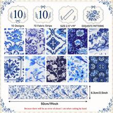10Pcs Blue Ceramic Series Precut Fabric Strips Bundle Fabric Jelly Roll, Material Assorted For Quilting DIY, Handicrafts Sewing, Rugs, Home Decoration, Hair Bows, Patchwork Making - Default - View 8