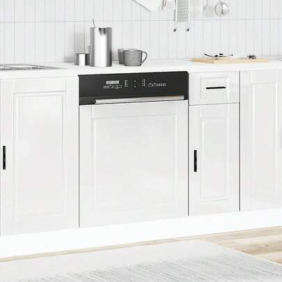 vidaXL Panneau avant de lave-vaisselle Porto blanc brillant 60 x 1,5 x 57 cm, matériau à base de bois, couvercle de lave-vaisselle, façade de lave-vaisselle