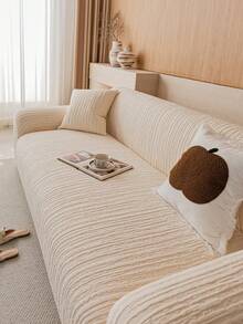 1pc 3D Sofa Cover, Multi-Functional Full Coverage Sofa Protector, Solid Color Geometric Pattern Design, Holiday Decor, High Elasticity One-Piece Sofa Slipcover, Suitable For All Seasons - Beige - View 6
