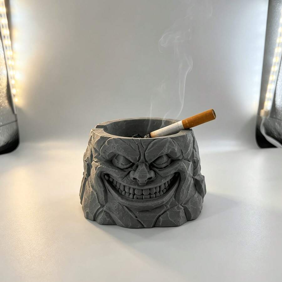 1pc Personalized Ghost Face Ashtray, Unique Carved Design, High-Quality Plastic Material, Tea Room Display, Study Decoration, Living Room Use, For Smokers, Home Decor Enthusiasts, New Year, Father's Day, Friends Gathering Gift, Creative Ornament - A - View 1