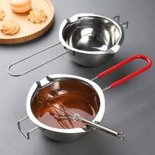 Stainless Steel Chocolate Melting Pot, Dual Nozzle Heat-Resistant Handle, For Melting Chocolate, Candy And Candle Making. Dual Pot Stainless Steel Pot, Separated Heating From Water, Melting Pot, Wax Pot, Baking Pot - Multicolor - View 2