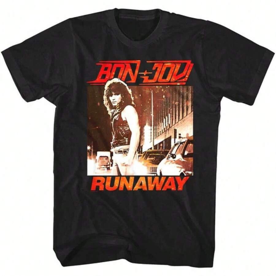 BON JOVI cd cvr FIRST ALBUM / RUNAWAY Official Black SHIRT 3XL new - Schwarz - Übersicht 1