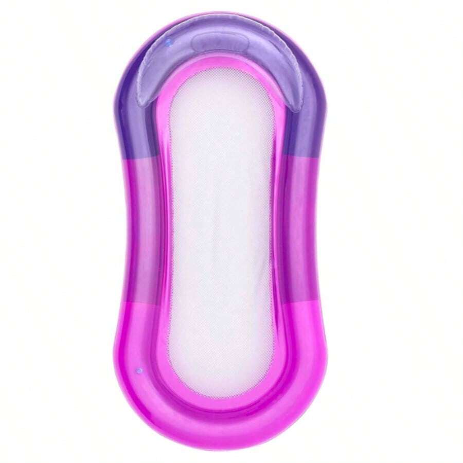 160*90cmMultiple Colors Available. Adult Mesh Inflatable Floating Bed With Pillow. Water Lounger. Poolside, Beach Leisure Floating Raft, Vacation Water Play Toy. - Purple - View 1