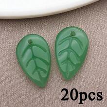 20pcs Glass Leaf Pendant Jewelry Making DIY Earrings Pendant Various Design Charms For Jewelry Making Bracelets Necklace - Multicolor - View 12