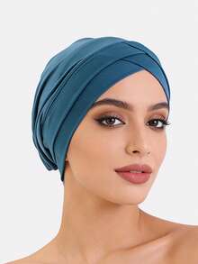 1pc Women's Double Cross Elastic Beanie Base Cap Hair Cover Headscarf Suitable For Daily Use - Kong Lan - View 46