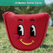 Funda para Putter de Golf con Cara Sonriente de Ojos Grandes de Dibujos Animados/Bordado de Color Contrastante Exquisito & Duradero/Acolchado Reforzado/Tamaño Estándar Universal/Accesorio de Golf Regalo para Vacaciones - Rojo - Ver 3