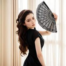 1pc Vintage Black Lace Folding Hand Fan, Summer Handheld Decorative Fan, Chinese Retro Tassel Orchid Fan, Essential For Weddings And Festivals, Dance Performance And Photography Prop, Hanfu Cheongsam Summer Party Decoration - Multiple Styles - View 11