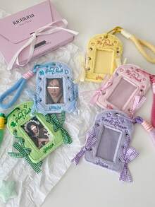 1個女孩款毛絨卡套 DIY 星追 3英吋小卡展示卡包 學生緞帶掛繩卡包，Ba，開學第一天 - 彩色 - 查看 9