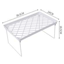 3/2-Tier Stackable Desktop Organizer Shelf, Back To School Supplies, Space-Saving Foldable Desktop Storage Rack For Office Dorm Vanity, Cabinet Organizer Shelf, Multi-Function Tabletop Storage Rack, White Leakage Shelf For Placing Cups - Multicolor - View 6