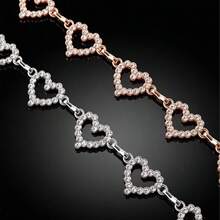 1pc Fashionable Heart-Shaped Rhinestone Waist Chain Metal Braided Belt, Suitable For Women's Summer Versatile Personalized Elegant Dress, Cute - Love 1 - View 3