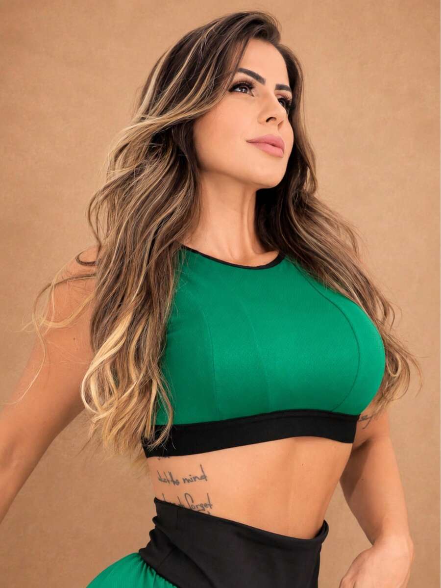 Women Sports Tees & Tanks - Dark Green - View 1