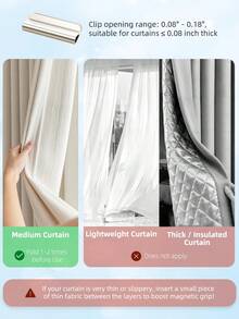 Magnetic Curtain Clips, Detachable Magnetic Closure, No Drilling Required, Curtain Fixing Clips, Suitable For Home, Bedroom, Office, Shower Curtain - Multicolor - View 2