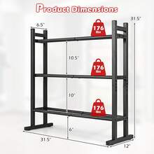 COSTWAY 3-Tier Dumbbell Rack, 529LB Capacity Heavy-Duty Adjustable Weight Rack Stand - Black - View 3