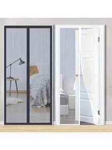 1件裝磁吸式軟網門簾，適用於門窗，磁吸自動閉合防蚊門網，透氣隱形網布可阻擋蚊蟲與灰塵，附磁吸扣方便通風 - 多色 - 查看 8