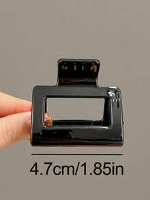 3件/1件 女款 4.7cm/1.85in 黑白玳瑁色 中號亮面方形輕量塑膠髮夾，時尚百搭高級優雅極簡純色髮飾，適用日常穿搭、休閒、派對、通勤、度假、馬尾、盤髮、洗臉、沐浴、化妝、造型搭配 - 彩色 - 查看 2