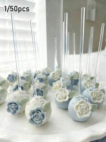 30/20/10pcs Acrylic Lollipop Sticks (6 Inch), Cake Sticks, Candy Sticks, Transparent Stirring Rods, Cupcake Decorations, Chocolate Cookie Dessert, Party Decor (Not Straws), Reusable, Suitable For DIY Crafts, Weddings, Birthdays, Graduations, Baking Tools - Multicolor - View 1
