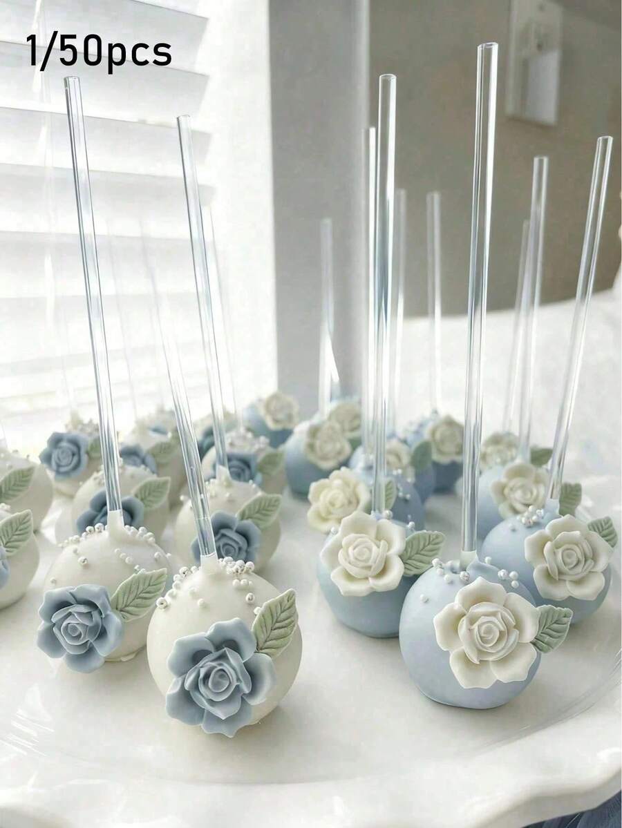 30/20/10pcs Acrylic Lollipop Sticks (6 Inch), Cake Sticks, Candy Sticks, Transparent Stirring Rods, Cupcake Decorations, Chocolate Cookie Dessert, Party Decor (Not Straws), Reusable, Suitable For DIY Crafts, Weddings, Birthdays, Graduations, Baking Tools - Multicolor - View 1