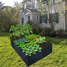 Large Fabric Raised Garden Bed, Breathable Non-Woven Fabric Planter Bag, Heavy Duty Rectangular Garden Container, Suitable For Vegetables, Strawberries, Herbs, Sunflowers, Potatoes, Outdoor Backyard Patio Gardening - Black - View 9