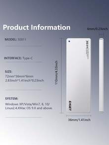 EAGET Casing SSD M.2 NVMe Ultra Tipis 6mm USB3.2 Gen2 10Gbps Hanya NVMe PCI-E Untuk SSD 2230 2242 2260 2280 Tidak Mendukung SATA NGFF - Perak - View 8