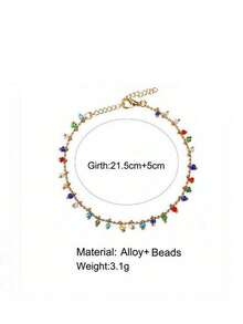 1pc Fashionable Colorful Seed Bead[Random Color]Tassel Pendant Anklet, Suitable For Daily Wear, Beach, Outings, Holiday Birthday Gift For Friends - Yellow Gold - View 6