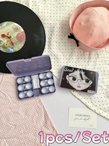 eyekan Ins Sweet Cool Girl Cartoon Contact Lens Case Multi-Piece Set, Portable Contact Lens Storage Box, Travel Contact Lens Container, Cute And Beautiful Contact Lens Set - View 14