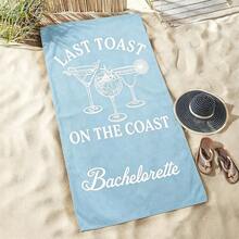 1PC 29x58 Inch Last Toast On The Coast Bachelorette Microfiber Beach Towel, Cocktail Design Bridesmaid Gift, Nautical Beach Party Favor For Bride Squad, Coastal Bridal Shower Accessory, Fun Wedding Weekend Towel For Beach Swimming Travel Use - Blue - 查看 3