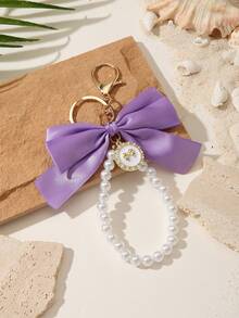 1pc Fashion Minimalist Faux Pearl Bow Keychain, Suitable For Bag Accessories, Keyring Pendant, Best Gift For Friends, Party Favor - Multicolor - View 10