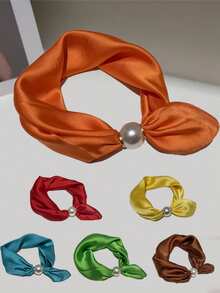 INNNEVV 1 buah Syal Persegi Satin Elegan Warna Polos, Cocok untuk Pesta dan Perayaan, Pantai, Liburan, Aksesori, Perlengkapan Perjalanan - MultiWarna - View 15