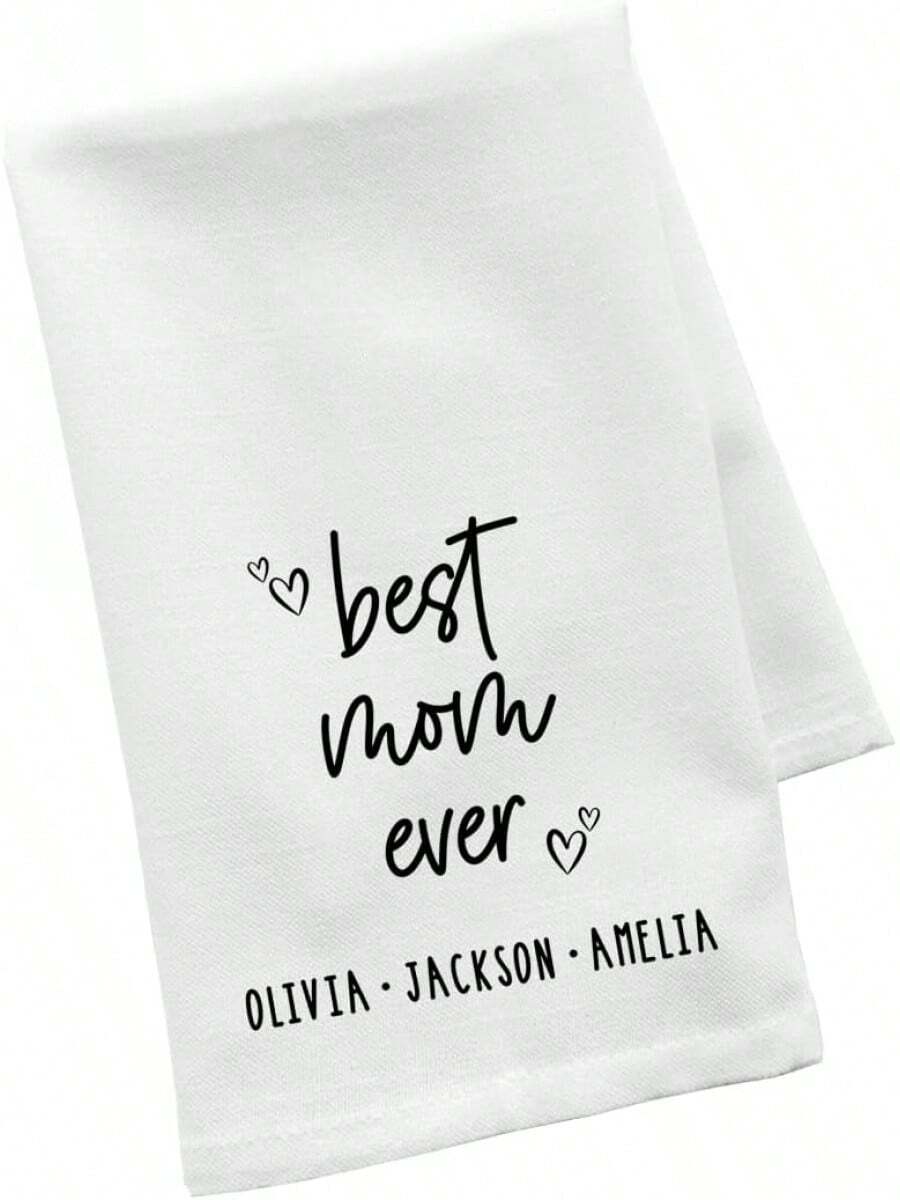 Personalized Kitchen Towels, Flour Bag Tea Towels, Custom Kitchen Gifts, Suitable For Celebrating A Mother's Or Grandmother's Housewarming Or Birthday, Kitchen Decorative Hand Towels, Custom Dish Towels - Multicolor - View 1