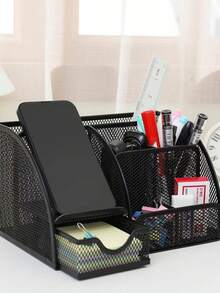 Desk Organizer With Drawer And Pen Holder, Large Capacity Desktop Storage Solution, Suitable For Home And School, Essential Stationery Storage, Applicable For Living Room, Dining Table, Coffee Table, Office Desk Decoration, Housewarming Gift - Multicolor - View 7