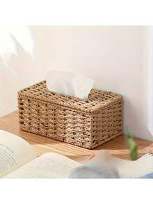 Bohemian Style Hand-Woven Tissue Box, Vintage Desktop Tissue Storage Box, Universal For Home And Office, All-Season Design - Multicolor - View 6