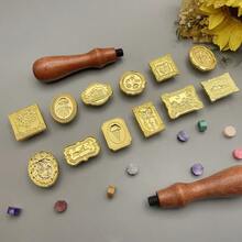 7pcs/Set Asymmetrical Wax Seal Stamp Heads And Solid Wood Wax Seal Stamp Handle Combination, Includes 1pc Solid Wood Wax Seal Stamp Handle And 6pcs Asymmetrical Wax Seal Stamp Heads, Wax Seal Stamp Set, Special Design For Decorating Envelopes, Wedding Invitations, Greeting Cards, Gift For Friends - Sets - View 10