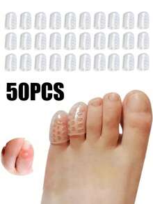 50 PCS Silicone Toe Protectors: Elastic, Anti-Friction, Breathable, And Sweat-Proof For Toenail Protection - Odorless For Extra Comfort In Running And Walking, Gel Toe Protectors Breathable Little Toe Covers For Men And Women - Multicolor - View 2